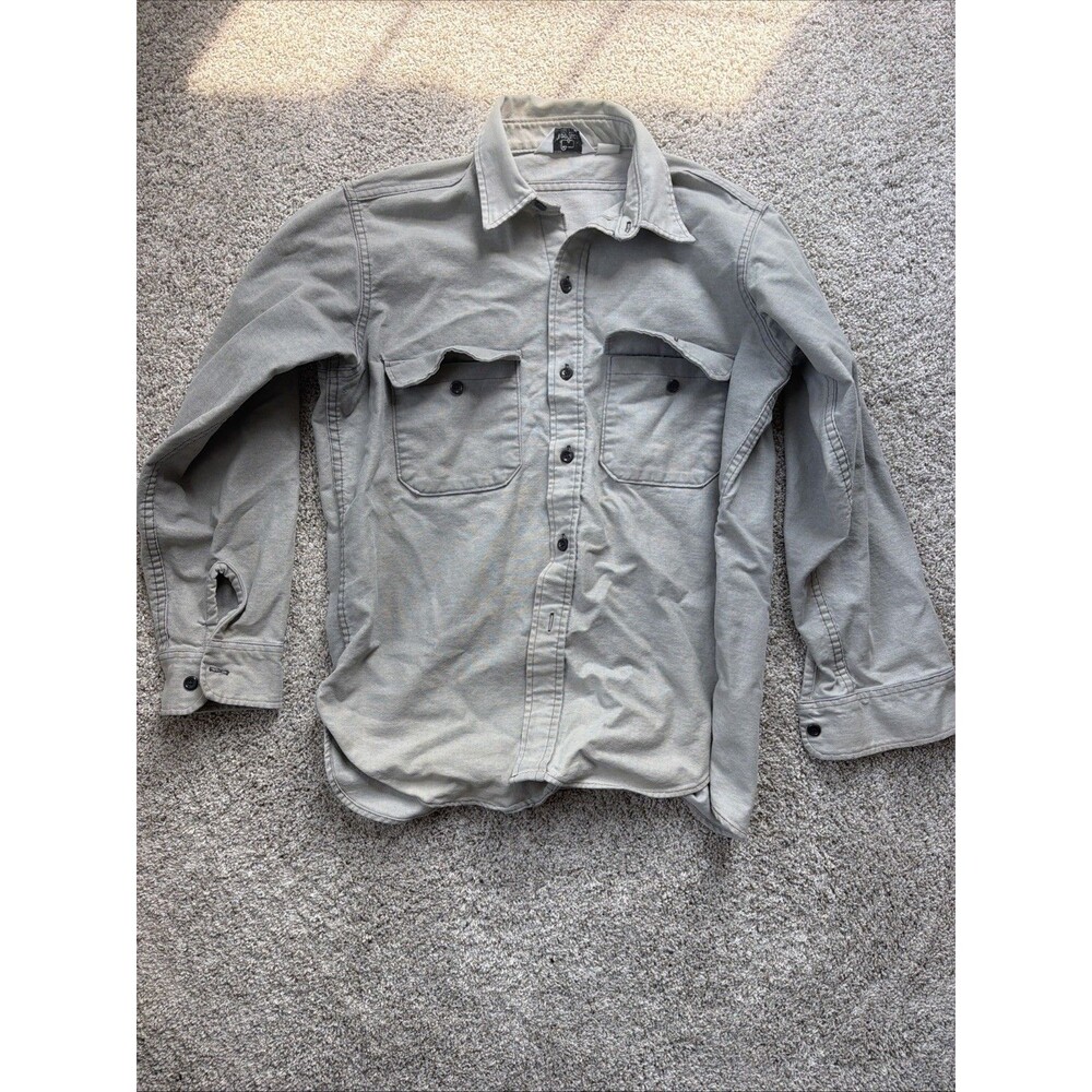 Vintage Woolrich Made In USA Heavyweight Chamois Flannel Shacket Gray Workwear M